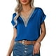thumbnail image 2 of Camiseta con cuello en V de encaje,Camiseta con cuello en V para mujer Camiseta de manga corta para mujer Camiseta con cuello en V para mujer Diseño elevado, 2 of 2