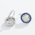 thumbnail image 6 of 925 Sterling Silver Earrings Halo CZ Created Opal Birthstone Earrings for Women, 6 of 6