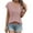 Pink, variant on Giftesty Women Casual Patchwork Lace Solid Short Sleeve V-Neck Tops