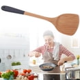 thumbnail image 4 of Wooden Spatula with Long Handle for Cooking Kitchen, Wood Turners for Frying, Non-Scratch Wood Flat Spatula, Flat Non-Stick Kitchen Cookware for Mixing and Cooking, Long Handle Scraper, 4 of 9