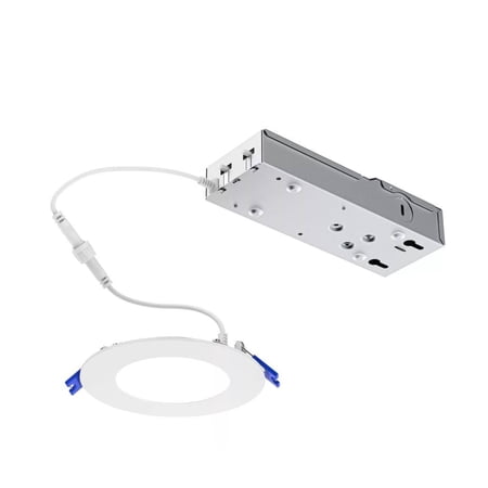 Philips Lightolier LED Flat Downlight, 8 inch round wafer, 1300 lumen, 18 watt, TRIAC Dimming, Field Selectable Color Temp (2700K, 3000K, 3500K, 4000K, 5000K), White, 120V, wafer thin, FD8R13ESCT1W