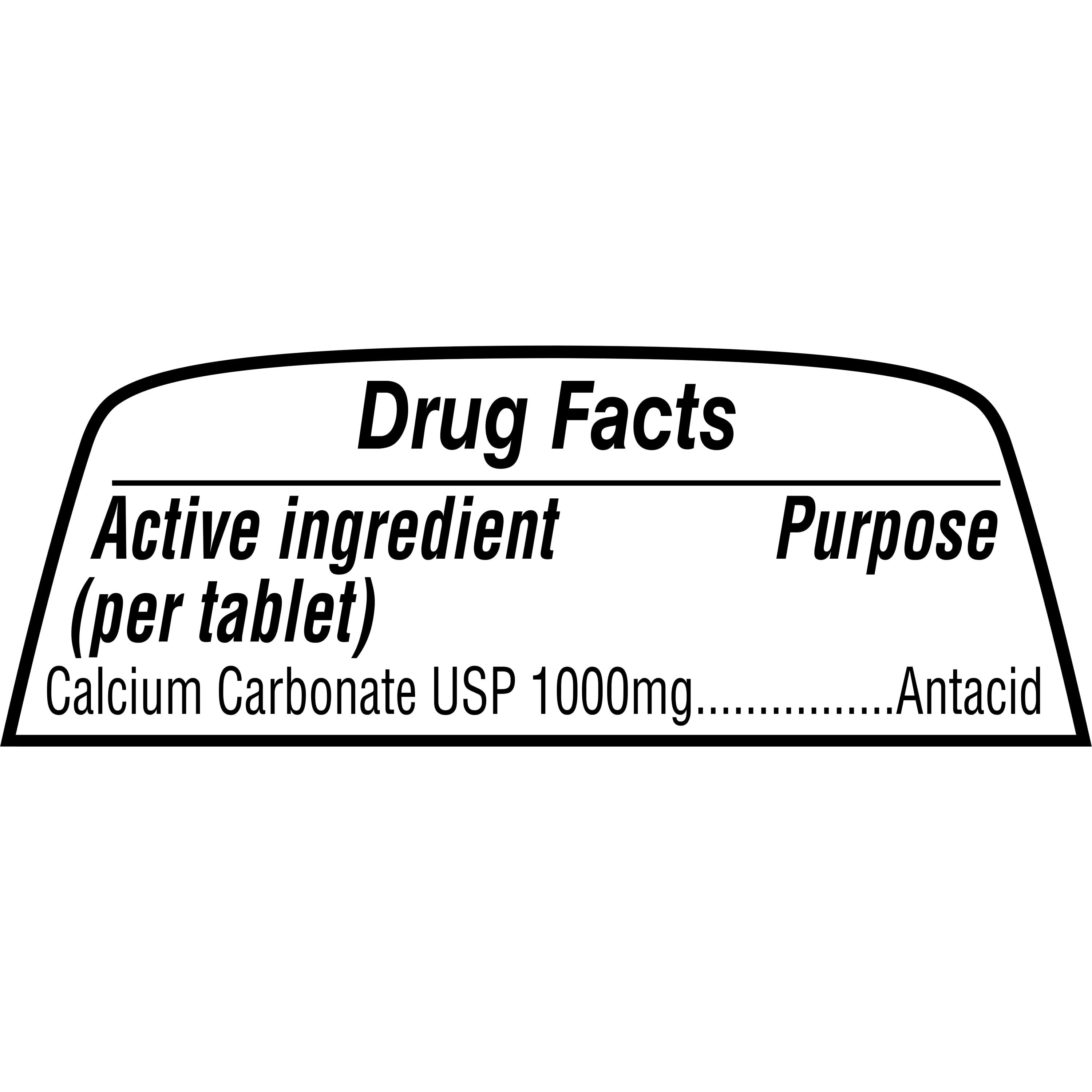Equate Ultra Strength Calcium Carbonate Antacid Chewable Tablets, Assorted Berries, 1000 mg, 72 Count