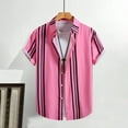 thumbnail image 2 of USNSM Mens Classic Plaid Printed Shirts Short Sleeve Lapel Button Down Shirt Loose Fit Cotton Comfortable Casual Shirt Blouse Pink S, 2 of 7