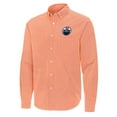 thumbnail image 2 of Men's Antigua Orange Edmonton Oilers Porter Woven Tri-Blend Long Sleeve Button-Down Shirt, 2 of 3