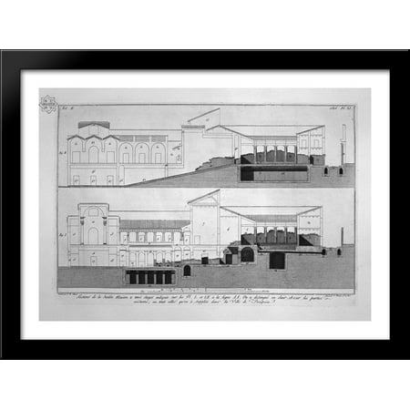 Second floor plan of the three-story house 38x28 Large Black Wood Framed Print Art by Giovanni Battista