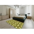 thumbnail image 4 of Ahgly Company Indoor Round Patterned Bold Yellow Area Rugs, 4' Round, 4 of 6