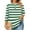 Green_#624002, variant on Homozy Womens Plus Size Striped Tops 3/4 Sleeve Button Up Henley Shirts Casual Loose Fit Tunic Blouse