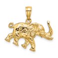 thumbnail image 4 of 14K Yellow Gold Textured Polished Finish 3-Dimensional Elephant With Tusk Charm Pendant, 4 of 5