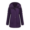 thumbnail image 6 of BADHUB Women's Waterproof Windbreaker 2025 Mid-Long Outdoor Hooded Raincoat Loose Windproof Hiking Trench Jacket Purple 2XL, 6 of 9
