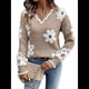 thumbnail image 1 of Suéteres de Cuello en V de Gran Tamaño para Mujer, Suéteres Casuales Sueltos de Larga de Punto Grueso, Suéteres, Tops Caqui XL, 1 of 9