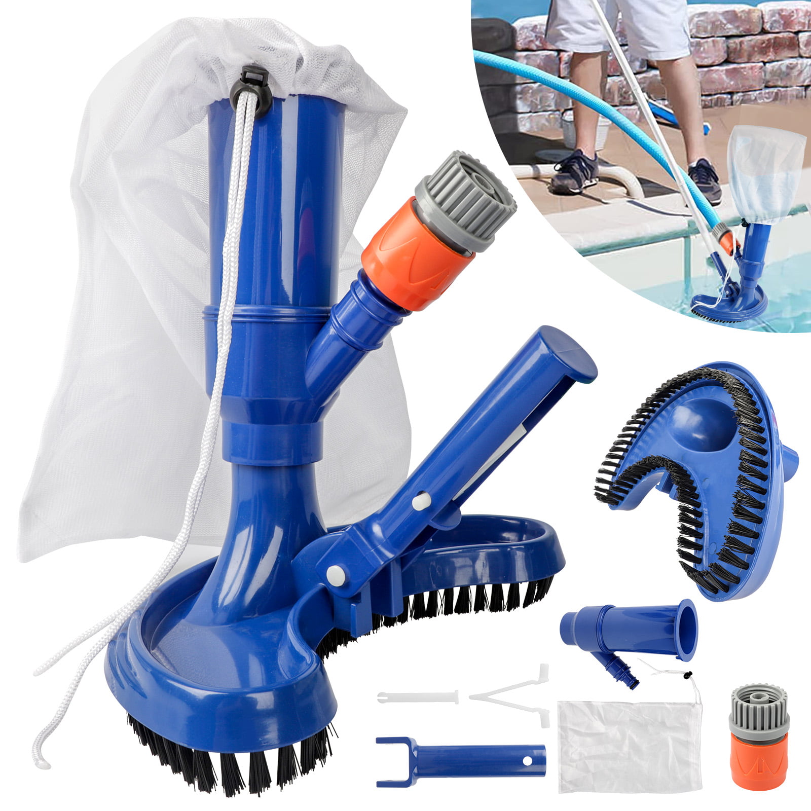 Swimming Pool Vacuum Cleaner Spa Pond Tub Electrical Water Cleaning Tool Kit UK 