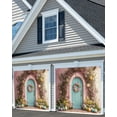 thumbnail image 3 of 16X7 ft Spring Easter Garage Door Cover Backdrop Pink Garden Bunny Colorful Eggs Floral Garland Wood Door Backdrop Children Kids Background Happy Easter Party Outdoor Indoor Banner Cover, 3 of 5