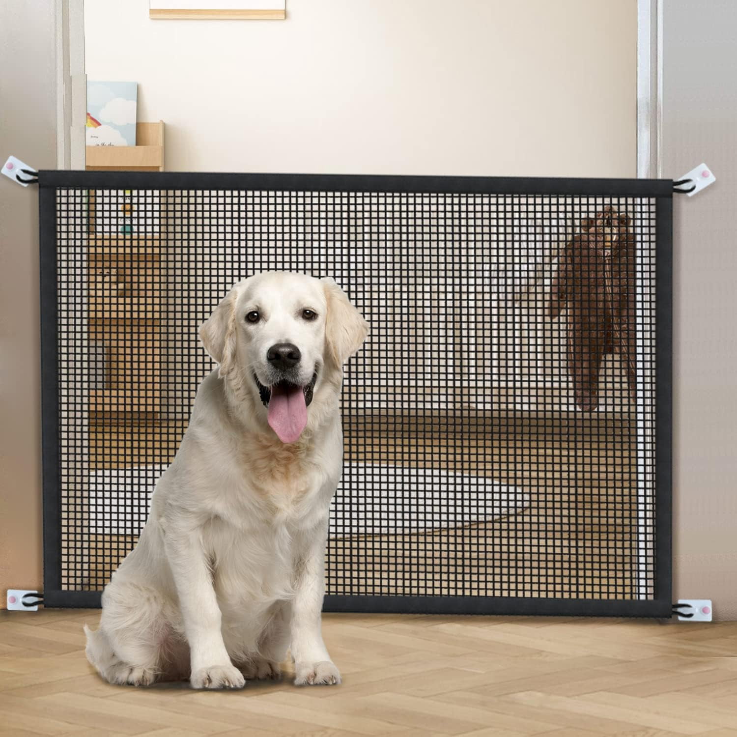 UniVerse Dog Gate for Stairs Pet Gates for The House: Dogs Screen Mesh Gate for Doorways Stairways Indoor 29 inches Tall, 41 inch Wide, Fits Openings 36'' to 39'' Wide
