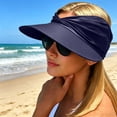 thumbnail image 5 of Sun Hats for Women Wide Brim Ponytail Outdoors UV Protection Cap Pleated Open Roof Beach Visor Sunhats, Navy, 5 of 6