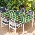 thumbnail image 2 of Saint Patrick's Day Table Cloths for 6 Foot Rectangle Tables, Vintage Green Plaid Lucky Clovers Patio Waterproof Elastic Fitted Tablecloths, Washable Rectangular Table Cover for Camping, 2 of 8