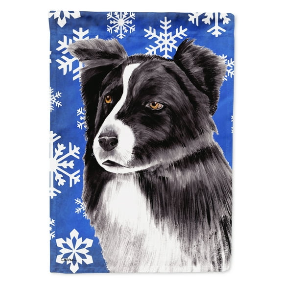 Carolines Treasures SC9367-FLAG-PARENT Border Collie Winter Snowflakes Holiday Flag  multicolor
