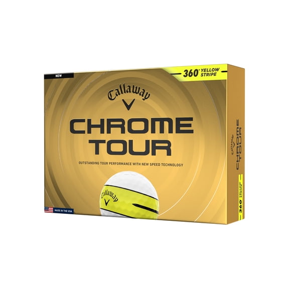 Callaway Golf Chrome Tour 26 - 360 Yellow Stripe 12 Ball Pack