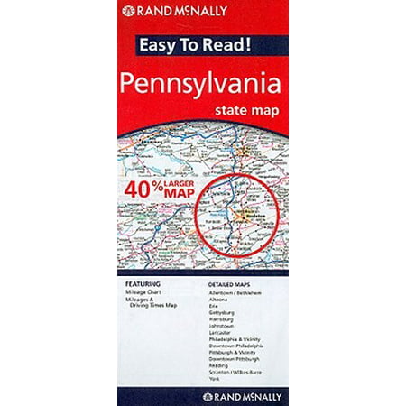 Rand mcnally easy to read! pennsylvania state map: