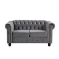 thumbnail image 3 of RN Furnishings Velvet Fabric Chesterfield Loveseat with Sheltering Arms in Gray, 3 of 3