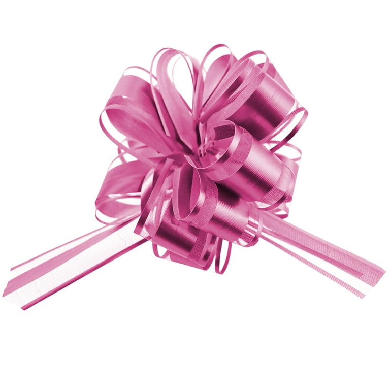 Snow Pull Bow Ribbon, 14 Loops, 1-1/4-Inch, 2-Count - Pink