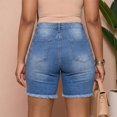thumbnail image 4 of adaychics High Rise Jean Shorts for Women Crossover Summer Denim Shorts Fashion Frayed Hems Jorts for Everyday Wear, 4 of 7