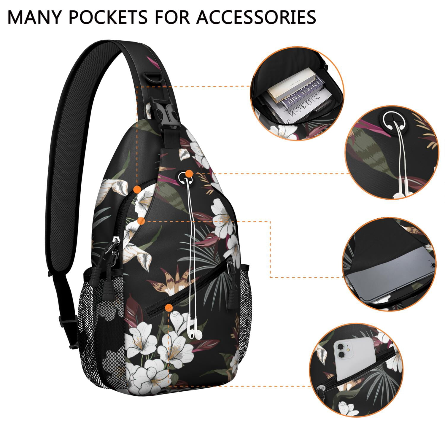 Hawaiian Jungle Crossbody Bag - Durable & Comfortable Sling Bag - Anti-Theft Design for Commuting, Biking, Urban Lifestyle