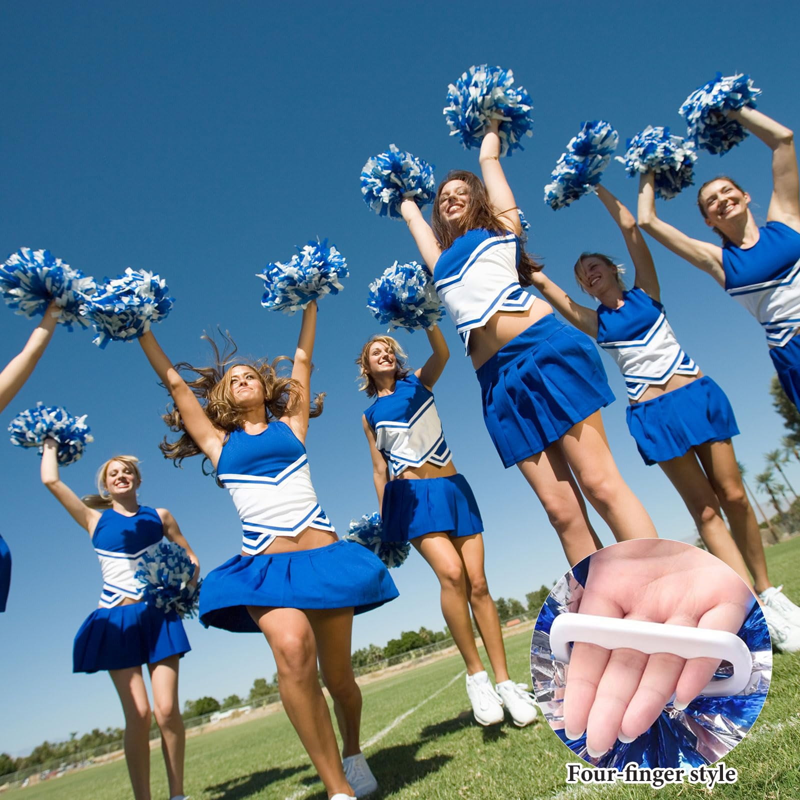 Cheerleading Pom Poms 14 Pcs, with Four Finger Handle Cheerleading Handheld Squad Pompoms for Sports Team Cheer Spirit Games Dance Party Adults