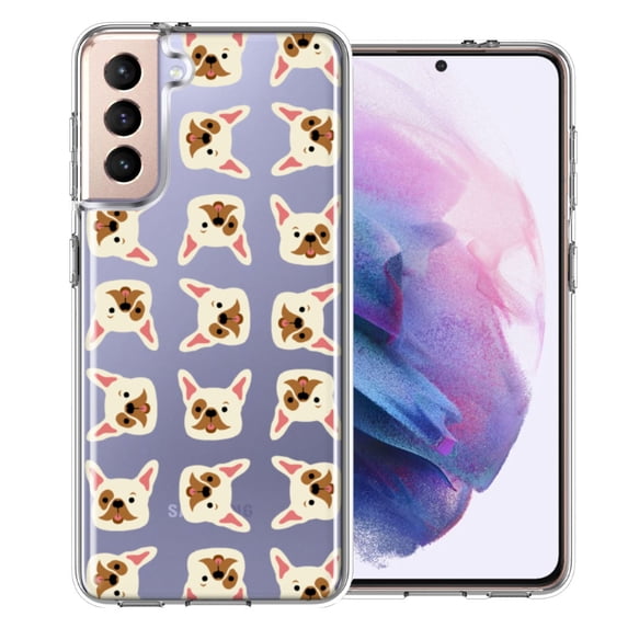 MUNDAZE For Samsung Galaxy S21 Plus Frenchie Bulldog Polkadots Design Double Layer Phone Case Cover