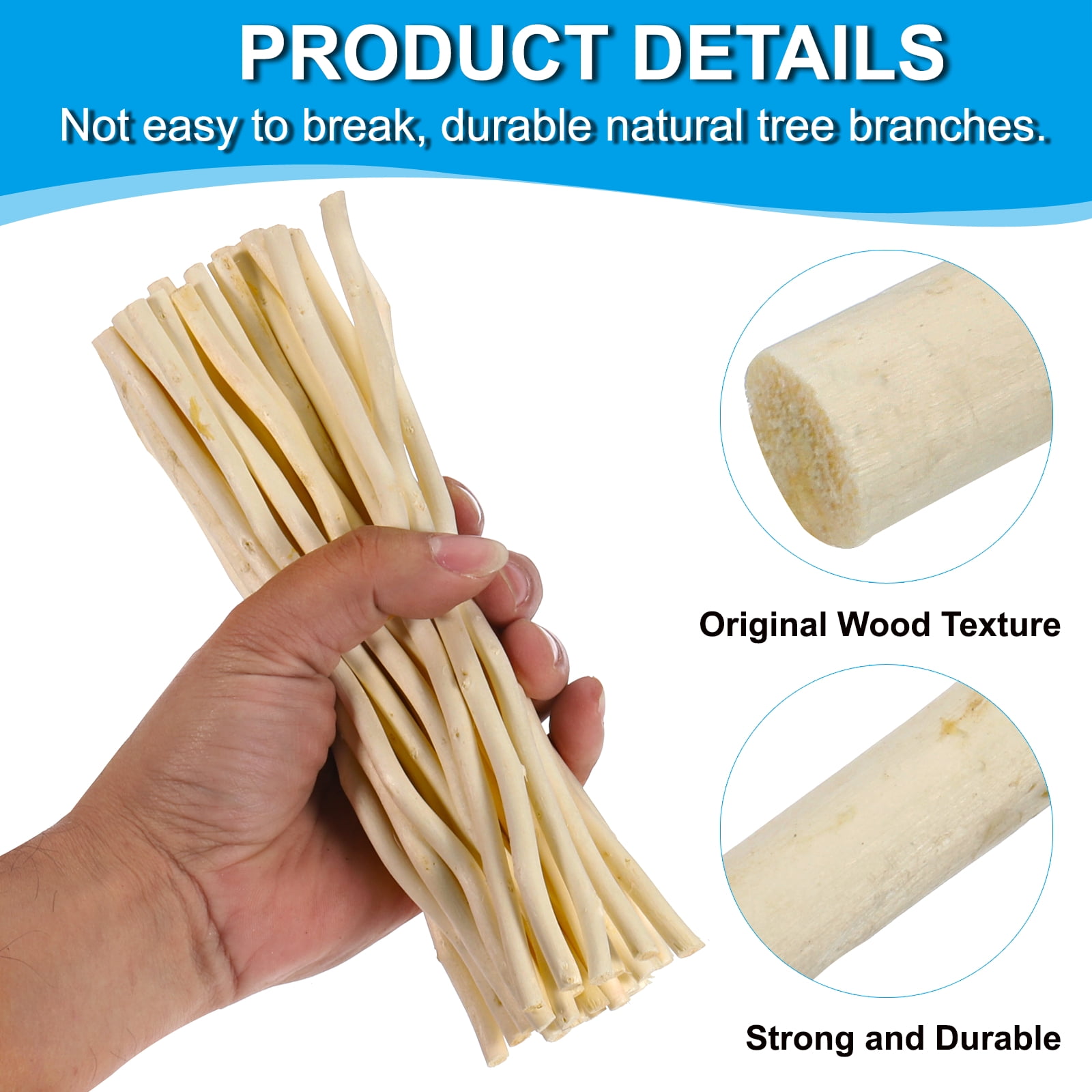 Uxcell 60 Pcs / 50cm Wood Log Sticks, 0.2-0.5inch inch in Diameter Natural Wood Craft Sticks, Dried Wood Sticks Decorative Wood Branch Sticks for DIY Crafts Accessory Photo Props, White