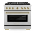 thumbnail image 2 of ZLINE Autograph Edition 36 in. 5.2 cu. ft. Paramount Gas Range with 6 Burner Cooktop and Convection Gas Oven in DuraSnow Stainless Steel and Champagne Bronze Accents (SGRSZ-36-CB), 2 of 2