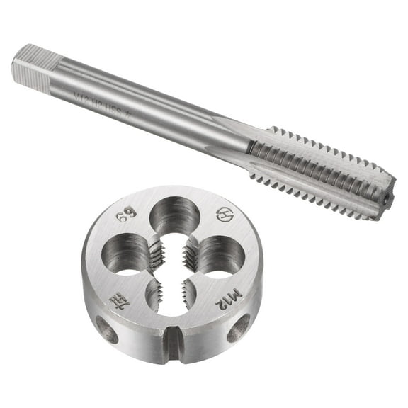 Uxcell M12 x 1.75 Metric Left Hand Tap and Die Set Screw Thread Tap with Round Die