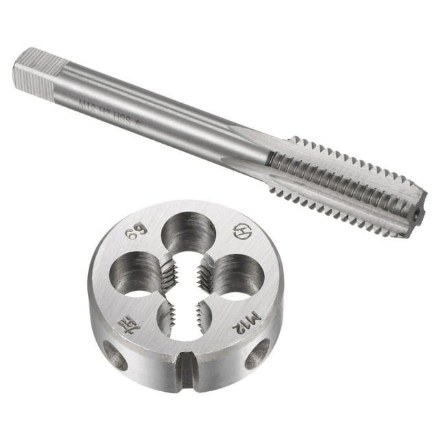 Unique Bargains M12 x 1.75 Metric Left Hand Tap and Die Set Screw Thread Tap with Round Die