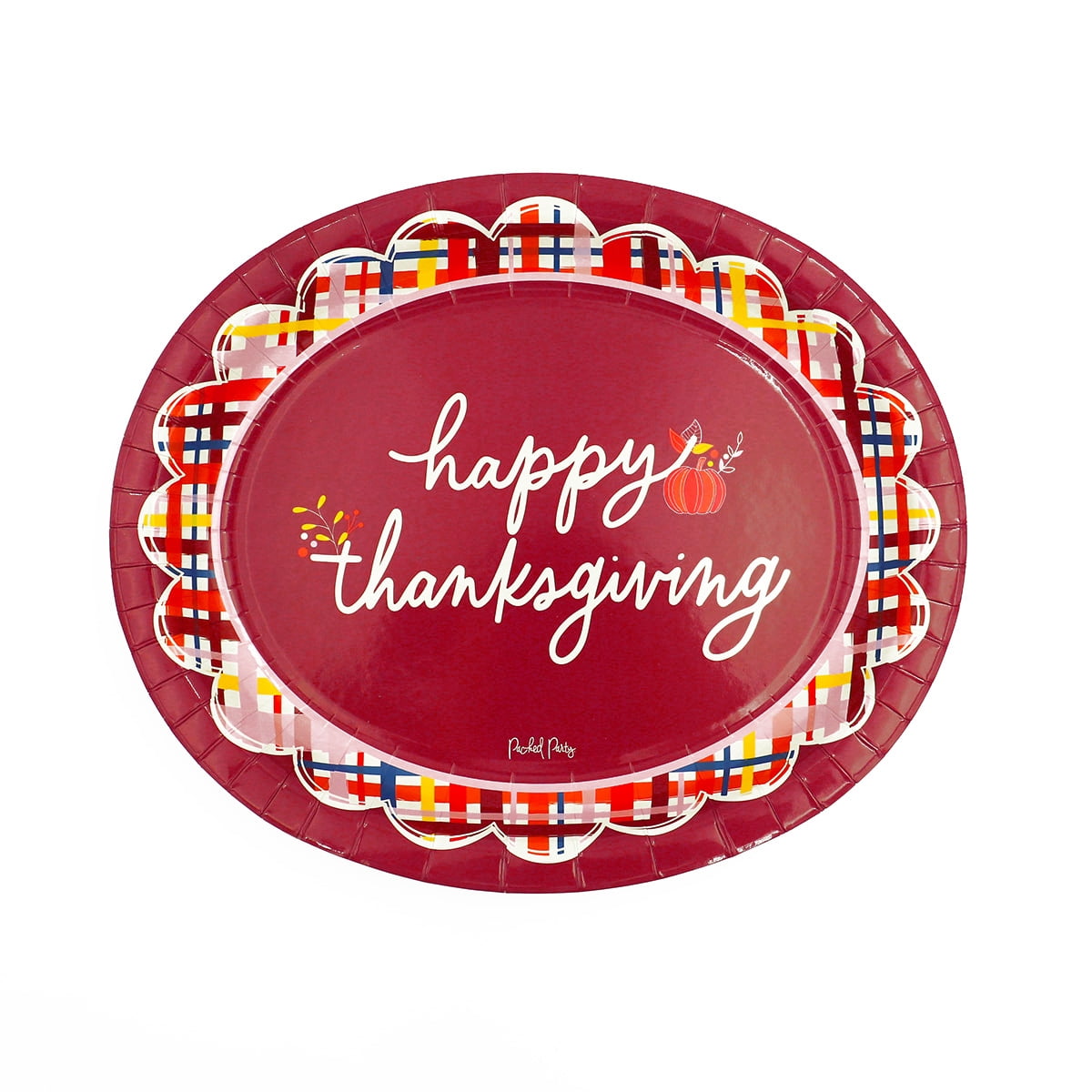 Packed Party 'Happy Thanksgiving' 10.4' x 12.2' 8 ct. Disposable Oval Plate