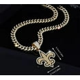 thumbnail image 2 of Saints Gem Chain Necklace 24" Gold Cuban Link Pendant 2.24"x2.0" New Orleans NFL Fan Jewelry, 2 of 2