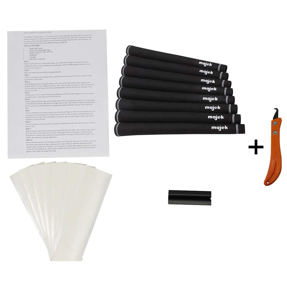 Majek Jumbo Size Tour Pro Black Golf Grips and Grip Kit + Utility Hook