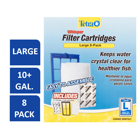 Fish Mate Replacement - Tetra Whisper Replacement Carbon Aquarium Filter Cartridges, Lg 8ct