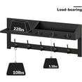 thumbnail image 4 of Wall Hooks with Shelf - 26.57" Entryway Wall Hanging Shelf Wood Coat Hooks and Key Holder (Black), 4 of 14