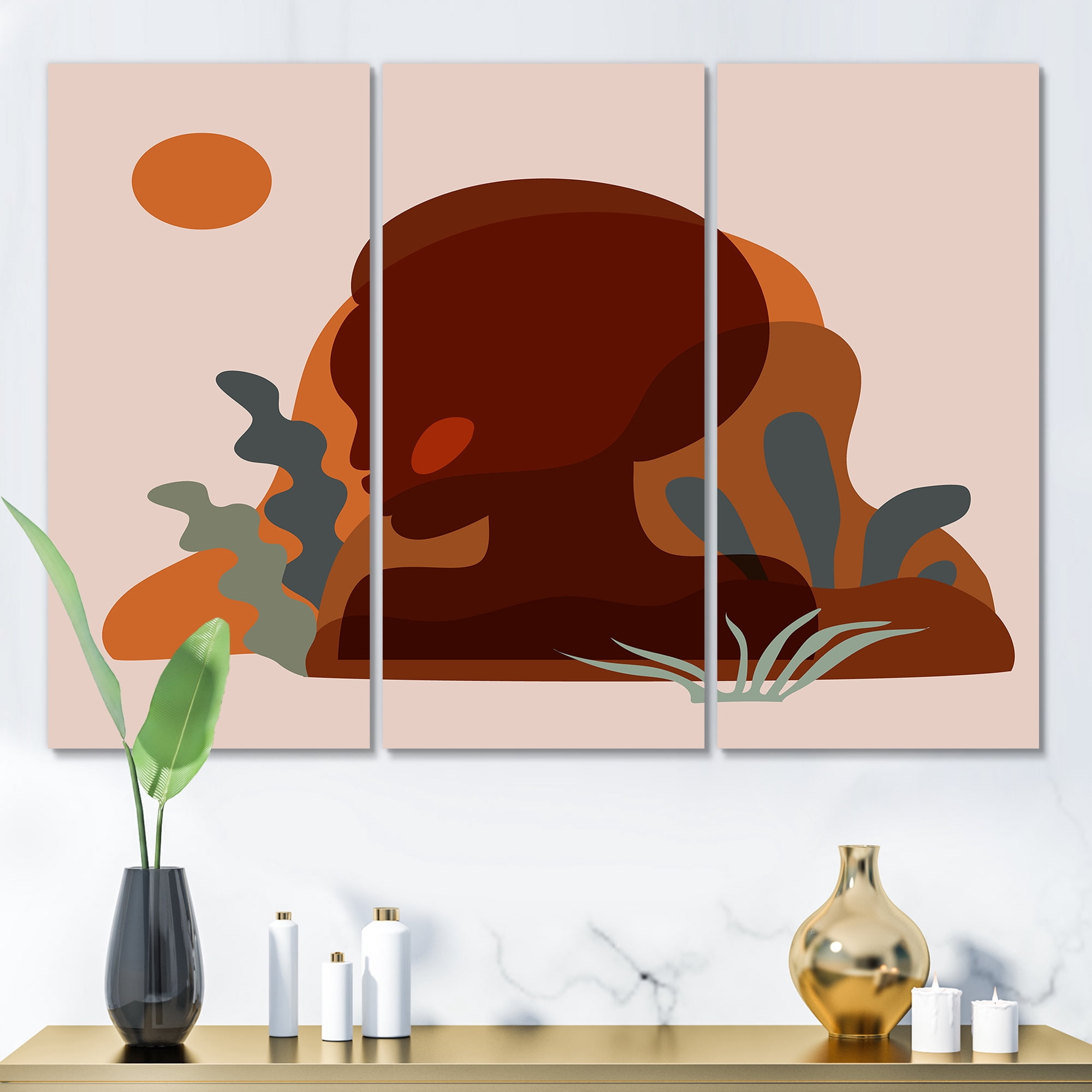 Designart ' Minimal Silhouette Of African American Woman ' Modern Canvas Wall Art Print