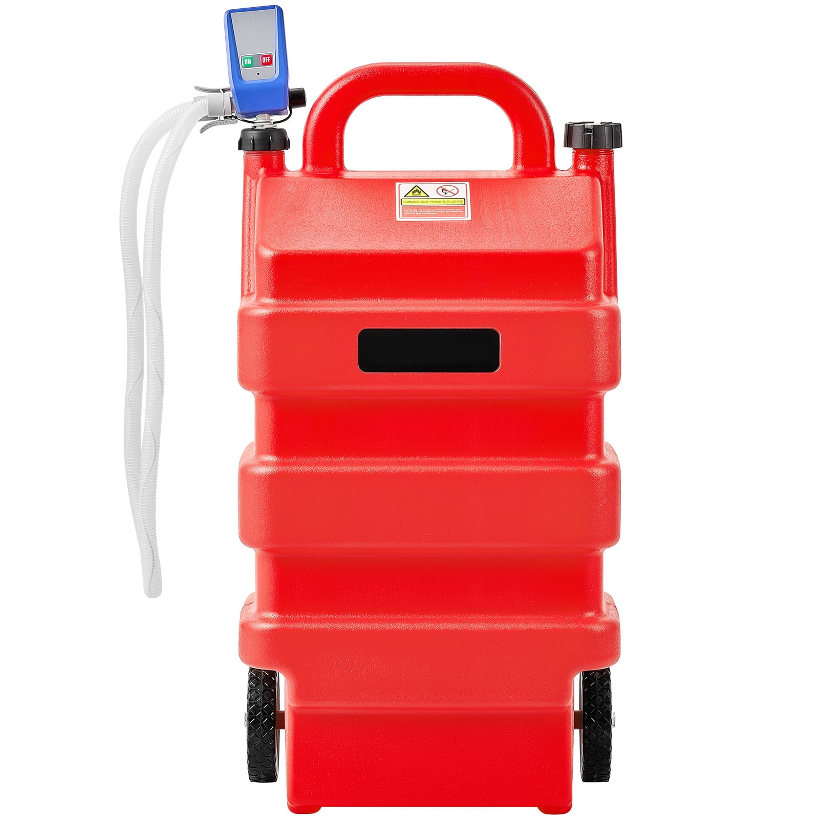 KFFKFF Fuel Carrier, 16-Gallon Capacity, Mobile Fuel Container with 12V DC 2.5 GPM Electric Fuel Circulation Pump, 4 ft Dispensing Hose & Auto-Halt Sensor Nozzle, Tank Connectors