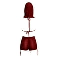 thumbnail image 6 of Sparkly Sequin Two Piece Outfits for Women Backless Irregular Halter Tank Top and Shorts Matching Set Rave Party Clubwear, 6 of 6
