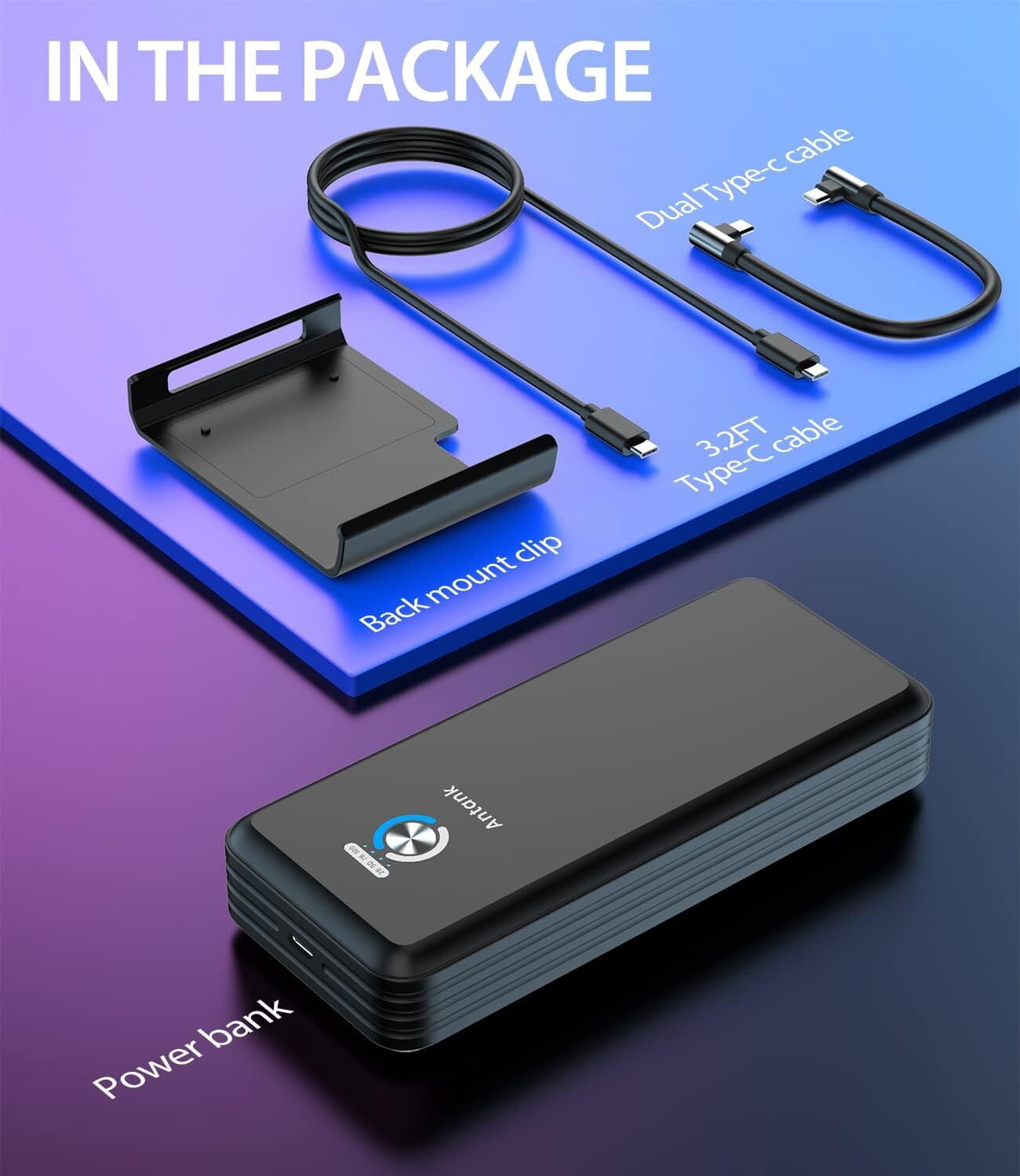 SiWiQU 20000mAh Magnetic Power Bank for ROG Ally, 45W PD Fast 3.0 Charging Portable Battery Bank, External Battery Pack with Detachable Magnetic Back & Dual
