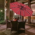 thumbnail image 4 of 9' Solar Umbrella 32 LED Lighted Patio Umbrella Table Market Umbrella with Push Button Tilt/Crank Outdoor Umbrella for Garden, Deck, Backyard and Pool, Red, 4 of 5