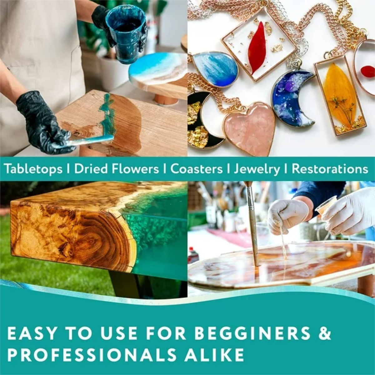 Epoxy Resin 1 Gallon, Crystal Clear Epoxy Resin Kit for Pros & Beginner,Casting Resin for Art Coating & Casting Jewelry DIY River Table Countertop Tumbler Wood Canvas Painting Art Craft Resin
