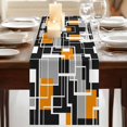 thumbnail image 3 of Table Runners 70 Inches Long Dress Scarves, Burnt Orange Black Geometric Farmhouse Coffee/Dining/Kitchen Table Decor, Holiday Table Runner, Modern Color Block Abstract 13x70 Inch, 3 of 9