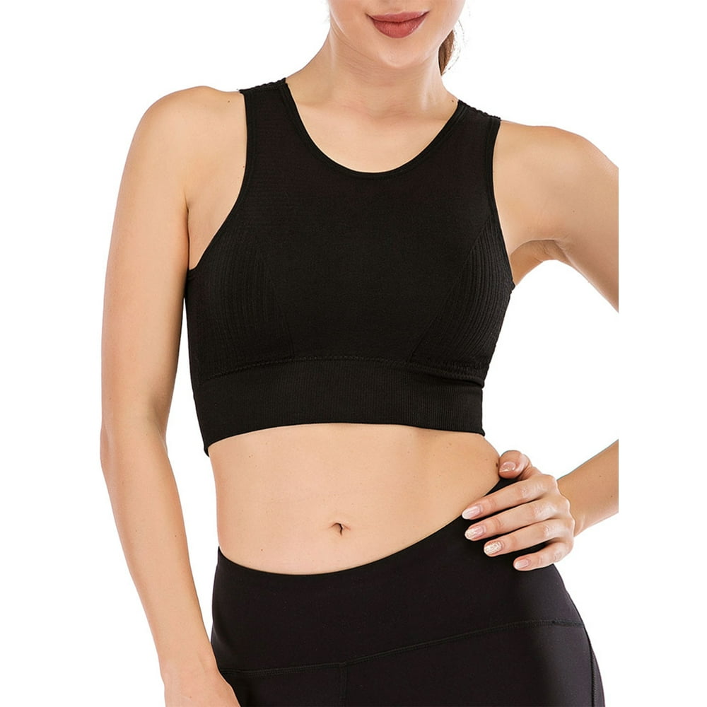 Lelinta Women's High Neck Seamless Sports Bra High Impact Padded Crop