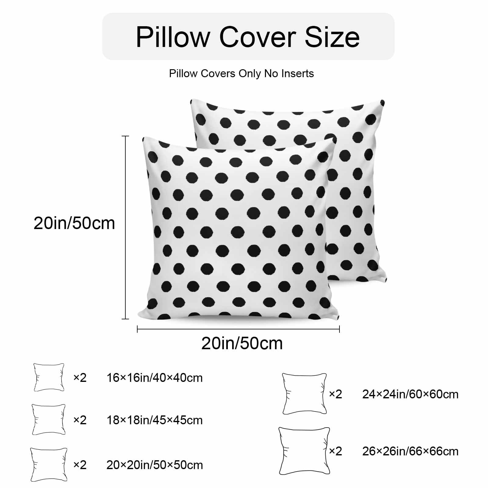 Outdoor Waterproof Throw Pillow Covers Set of 2 Black White Polka Dots Decorative Pillowcases Square Outdoor Pillows Cushion Case 16x16 Inch Cute Solid Color Patio Pillows for Couch Sofa Bed Garden