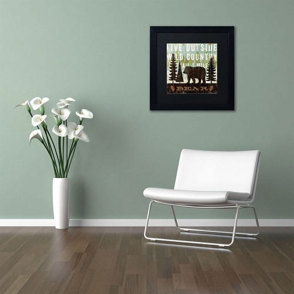 Trademark Fine Art "Simple Living Bear" Canvas Art by Michael Mullan, Black Matte, Black Frame
