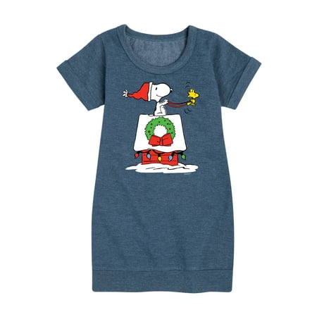 

Peanuts - Snoopy & Woodstock House Sleigh - Toddler And Youth Girls Fleece Dress