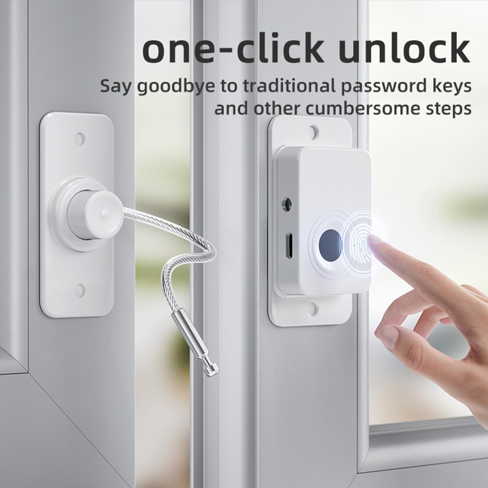 Fingerprint Fridge Lock (2 Pack),Refrigerator Lock with Fingerprint,for Fridge, Drawers, Dishwasher, Cabinet Locks, Toilet and Cabinet Locks Baby Proofing, 3M Adhesive No Drilling (white)