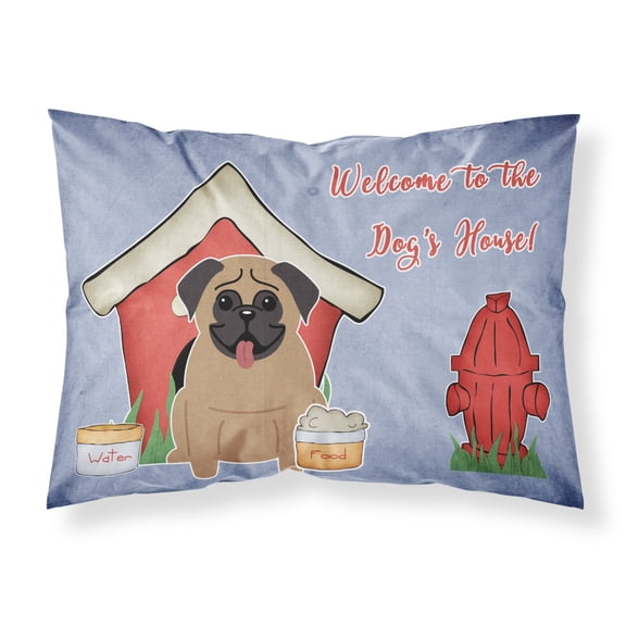 Dog House Collection Pug Brown Fabric Standard Pillowcase